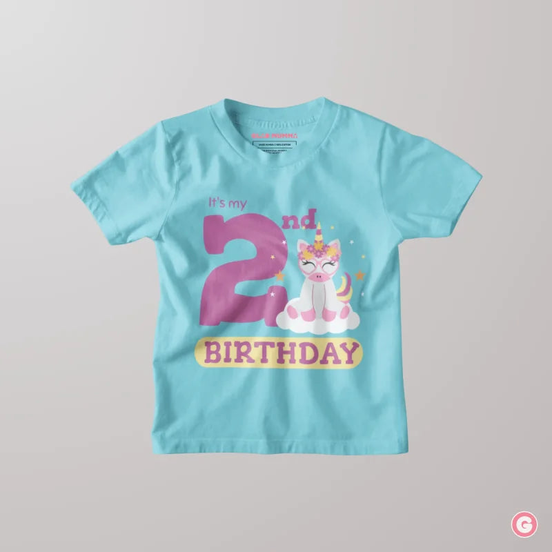 2nd Birthday with Unicorn Toddler Cotton T-Shirt Magic - Kids Tshirt