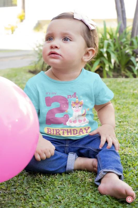 2nd Birthday with Unicorn Toddler Cotton T-Shirt Magic - Kids Tshirt