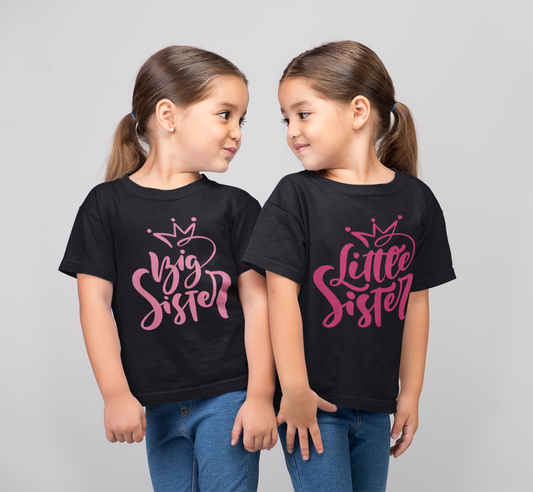 Big & Little Sister Girls Cotton T-shirts | Pack of 2 Tees
