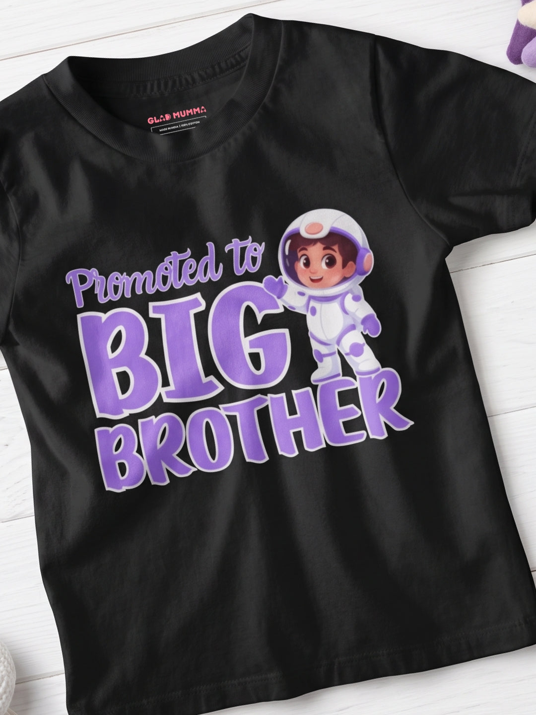 Promoted to Big Brother Astronaut Cotton T-Shirt for Kids