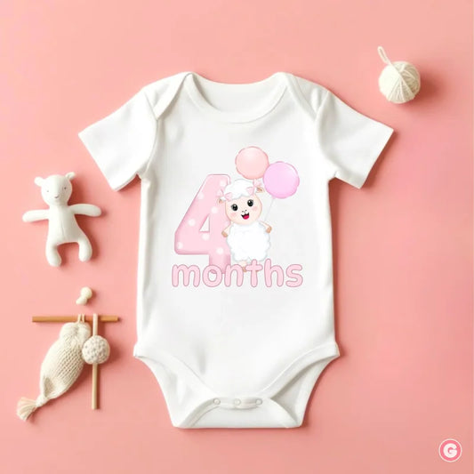 4 Months Sheep Cotton Baby Onesie - 3-6 M