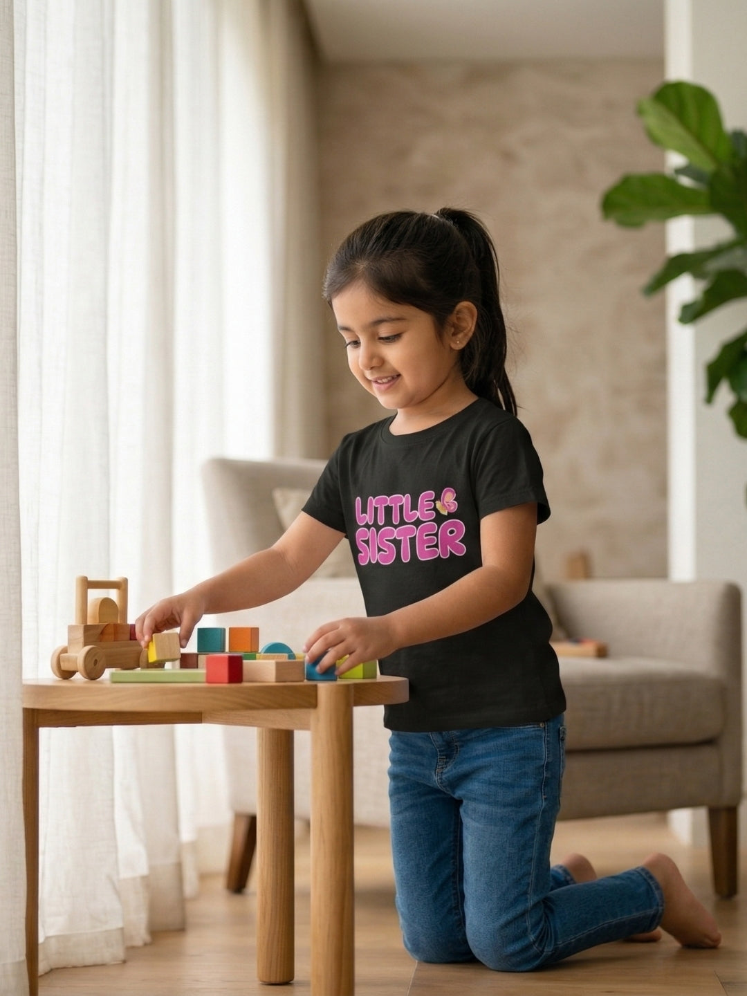 Little Sister Butterfly Kids Cotton T-shirt