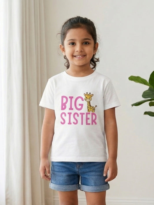 Big Sister Giraffe Print Kids T-shirt