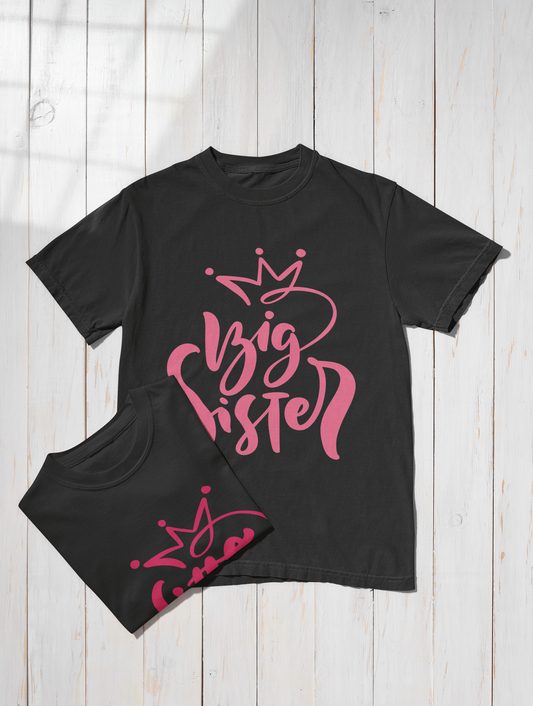 Big & Little Sister Girls Cotton T-shirts | Pack of 2 Tees