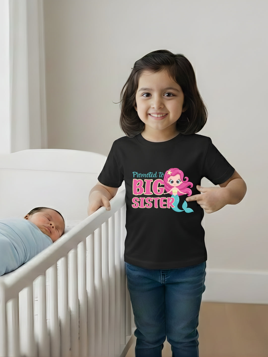 Promoted to Big Sister Mermaid Kids Cotton T-shirt