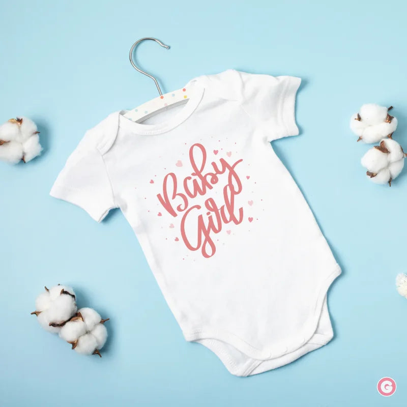 Baby Girl Cotton Onesie with Pink Print