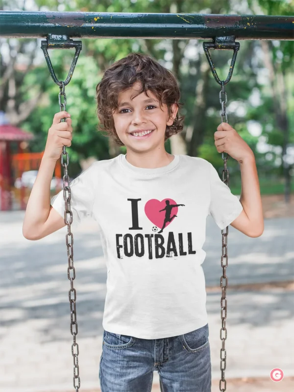 I Love Football Kids Cotton T-Shirt - Tshirt