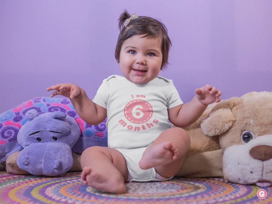 I’m 6 Months Half-Birthday Pink Cotton Baby Onesie