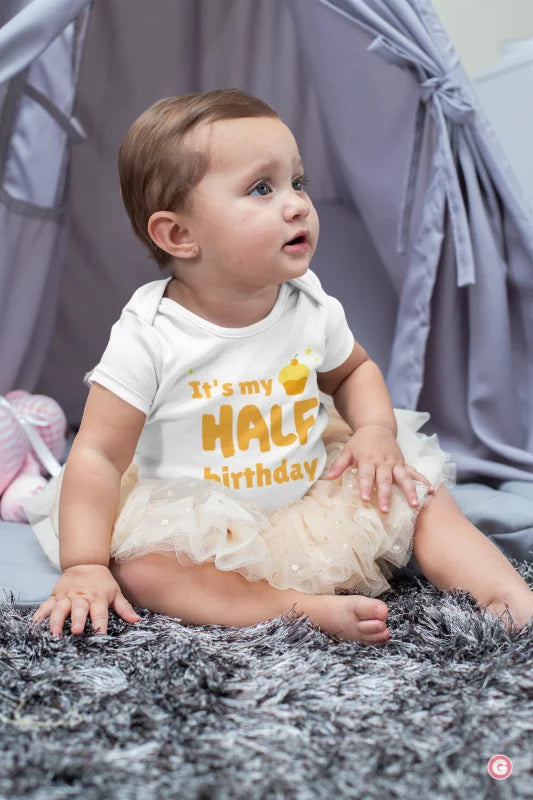 It’s My Half Birthday Cupcake Cotton Baby Onesie