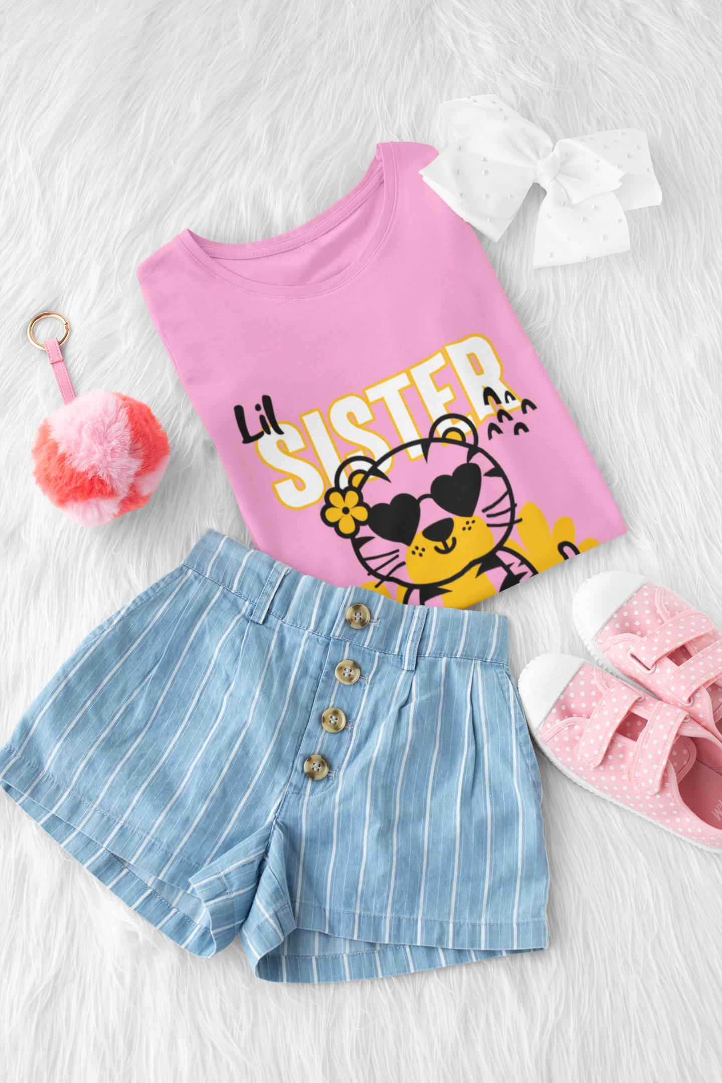 Little Sister T-Shirt for Girls | 100% Cotton Kids Tee