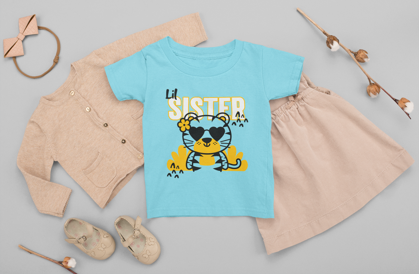 Little Sister T-Shirt for Girls | 100% Cotton Kids Tee