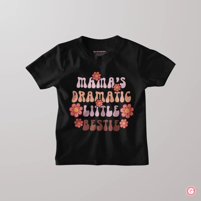 Mama’s Dramatic Little Bestie Kids Graphic Cotton T-Shirt - Tshirt