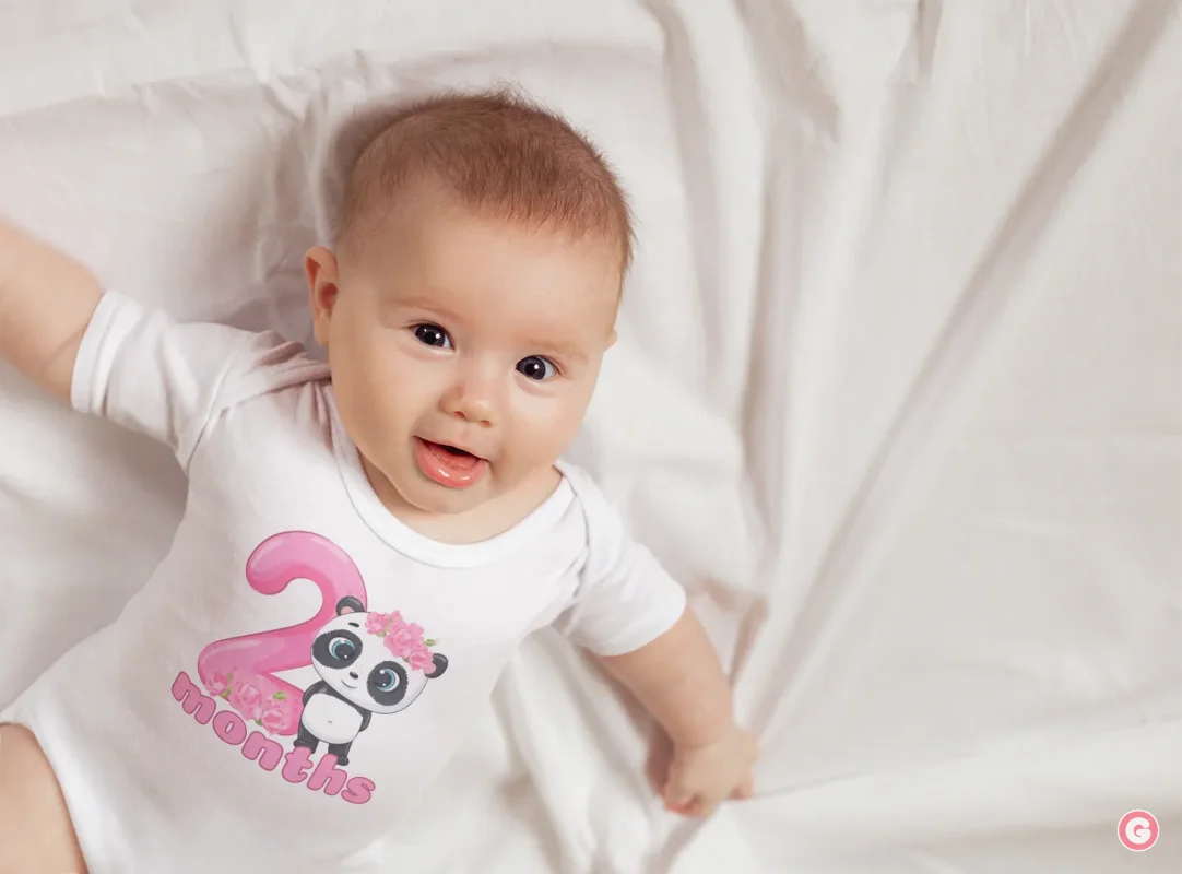 Two Months Birthday Panda Cotton Baby Onesie - 0-3 M