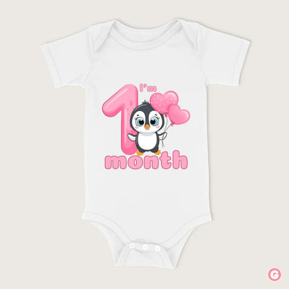 1 Month Penguin Print Cotton Baby Onesie