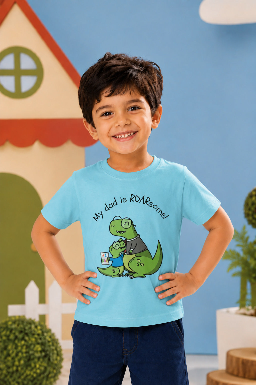My Dad is Roar-Some Dinosaur Kids Cotton T-shirt
