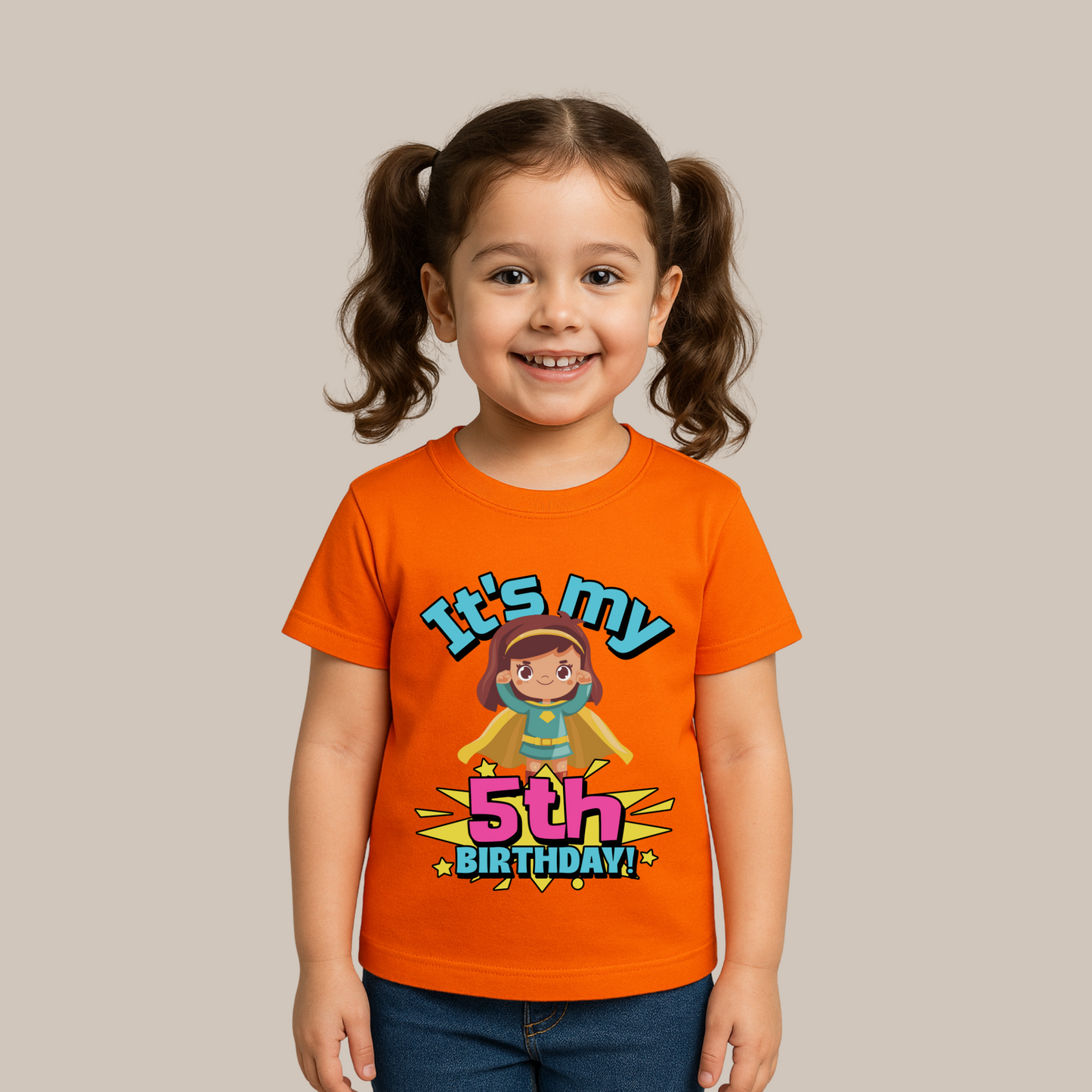 It's My 5th Birthday Supergirl Kids Cotton T-Shirt