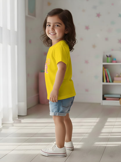 Little Sister Typography Cotton T-Shirt for Kids