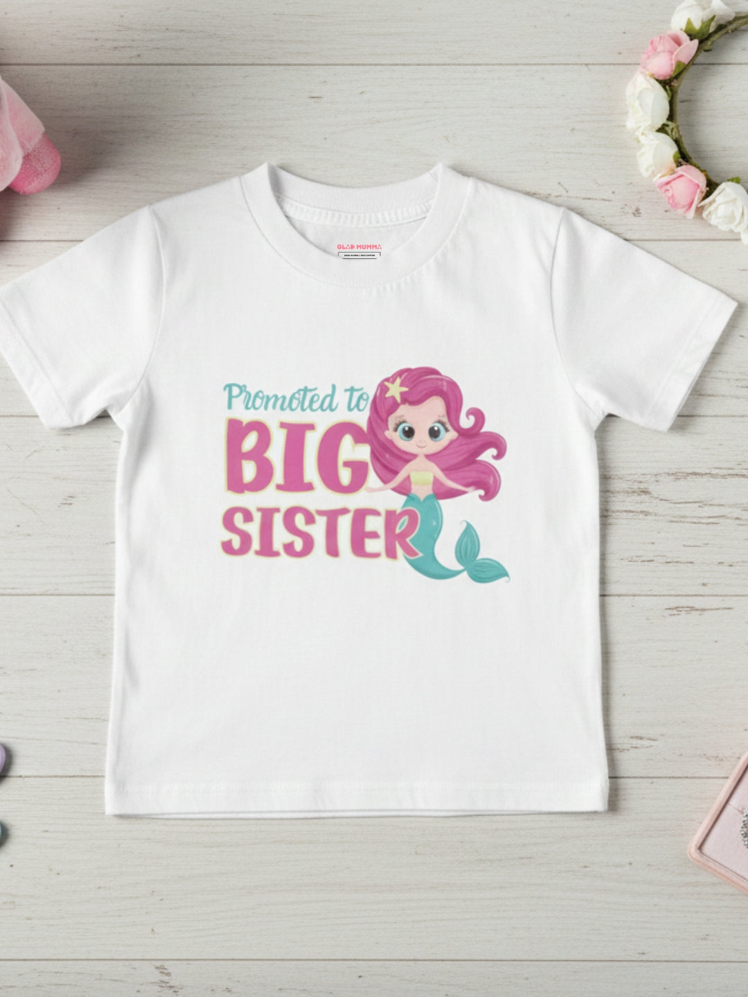 Promoted to Big Sister Mermaid Kids Cotton T-shirt