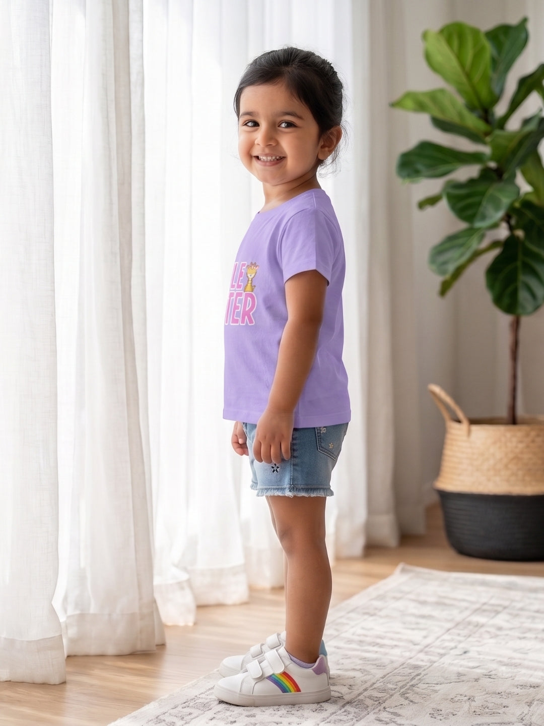 Little Sister Giraffe Print Kids T-shirt