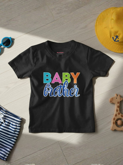 Baby Brother Typography Cotton T-Shirt for Kids