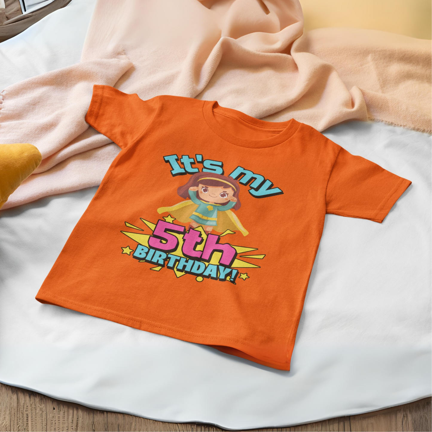 It's My 5th Birthday Supergirl Kids Cotton T-Shirt