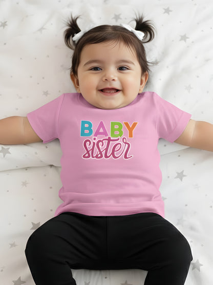 Baby Sister Typography Cotton T-Shirt for Kids