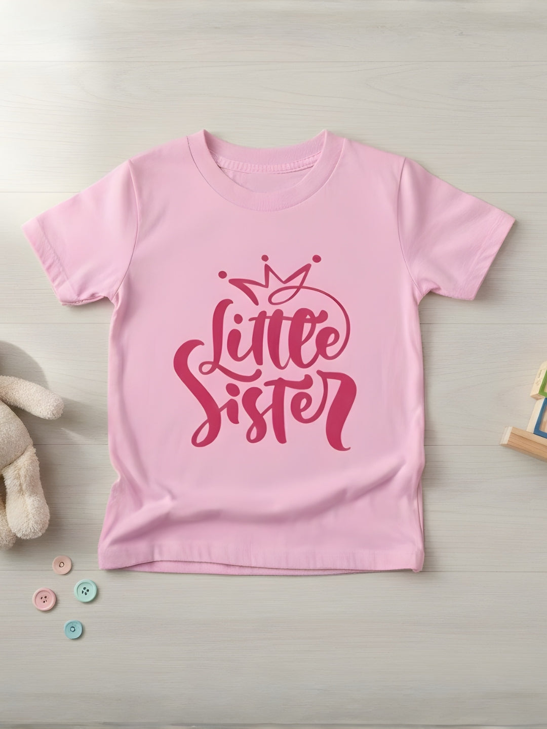 Little Sister Crown Kids Cotton T-Shirt
