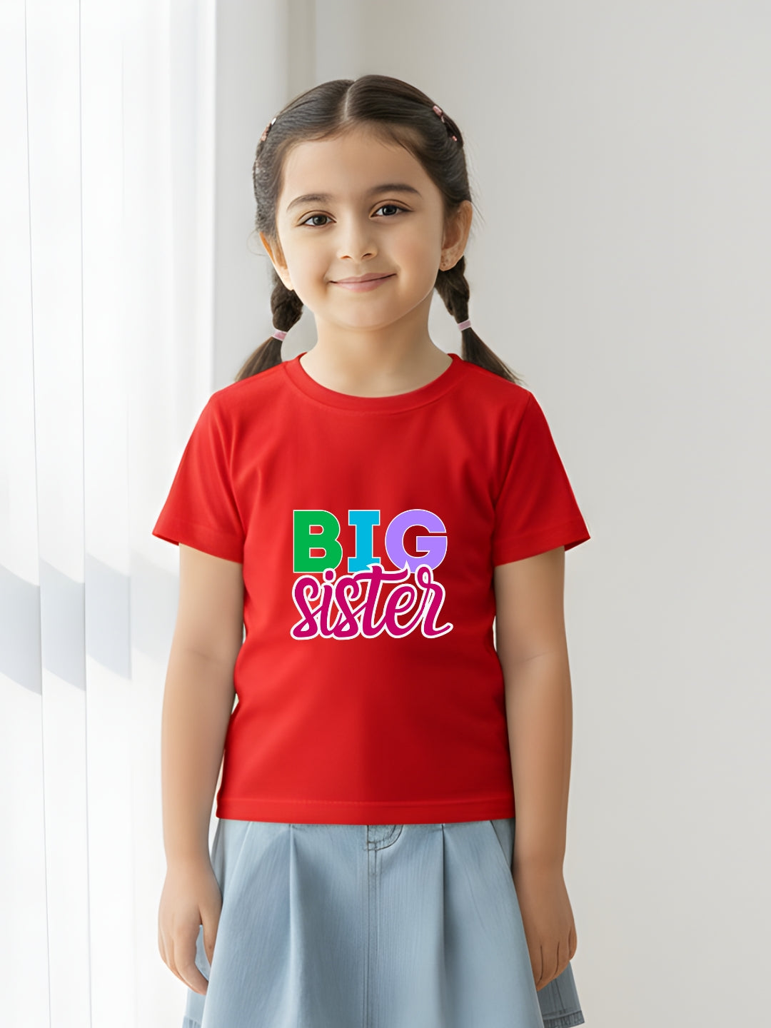 Big Sister Typography Cotton T-Shirt for Kids