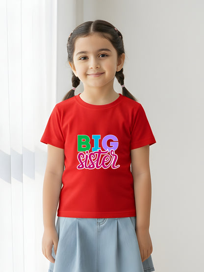 Big Sister Typography Cotton T-Shirt for Kids