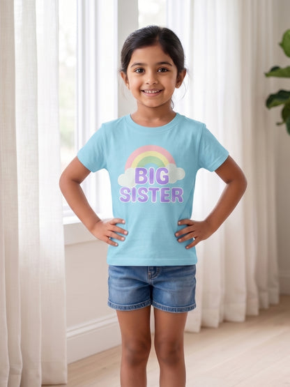 Big Sister Rainbow Printed Cotton T-Shirt for Kids