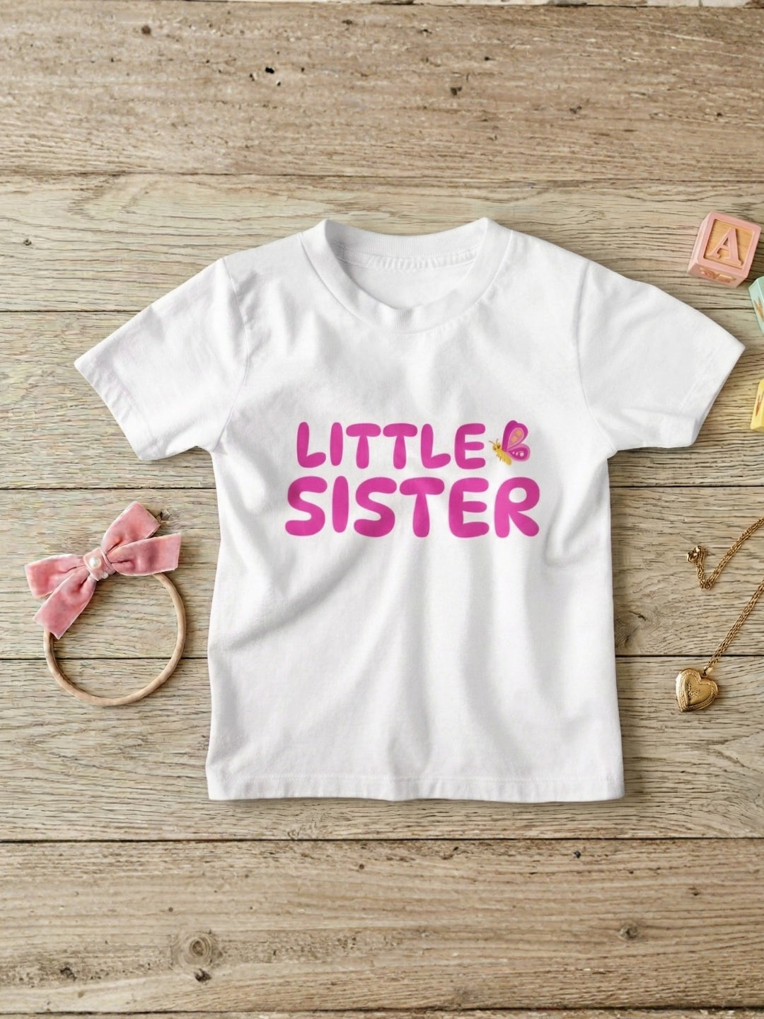 Little Sister Butterfly Kids Cotton T-shirt