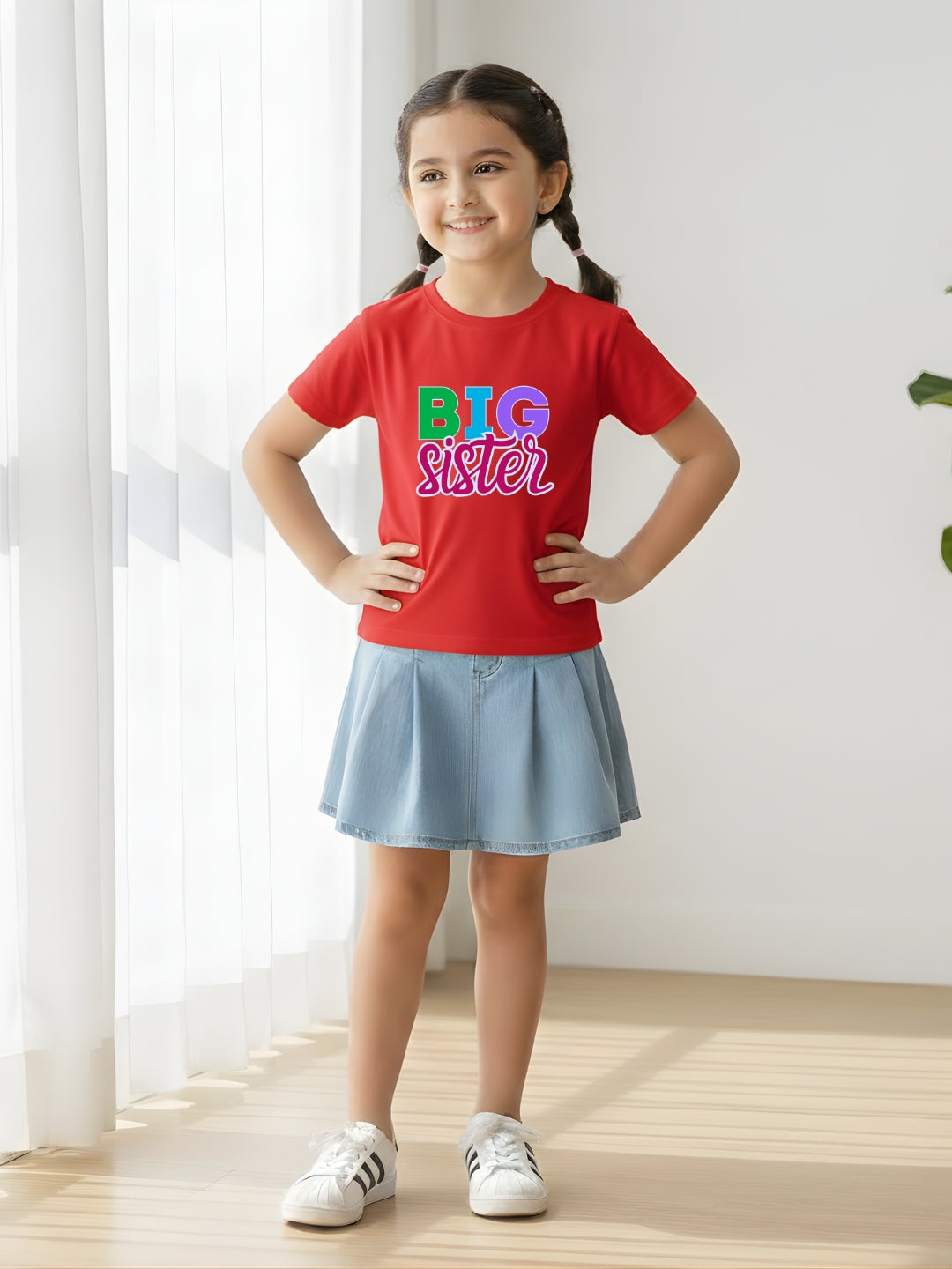 Big Sister Typography Cotton T-Shirt for Kids