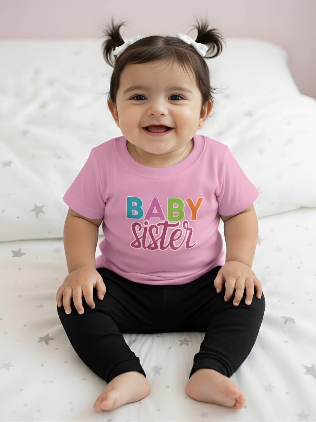 Baby Sister Typography Cotton T-Shirt for Kids