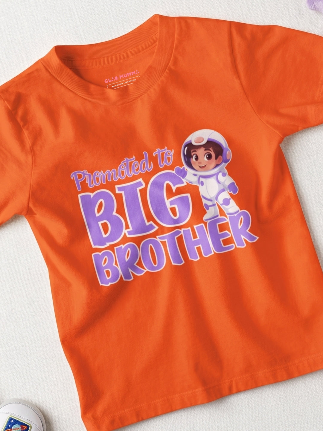 Promoted to Big Brother Astronaut Cotton T-Shirt for Kids