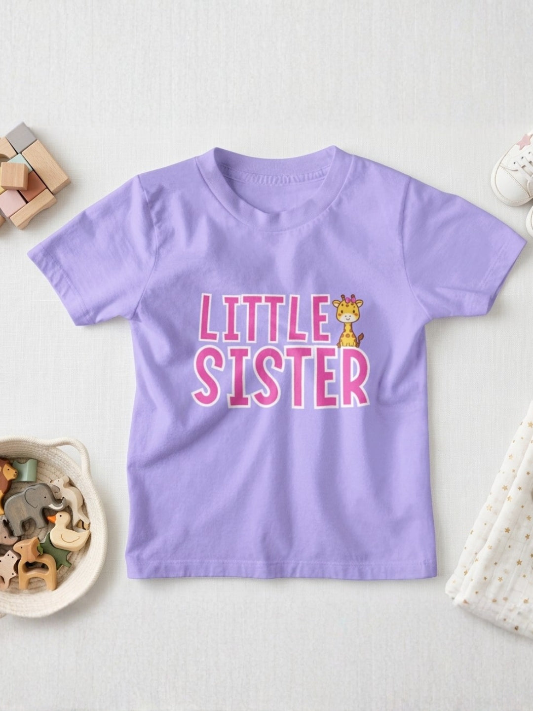 Little Sister Giraffe Print Kids T-shirt
