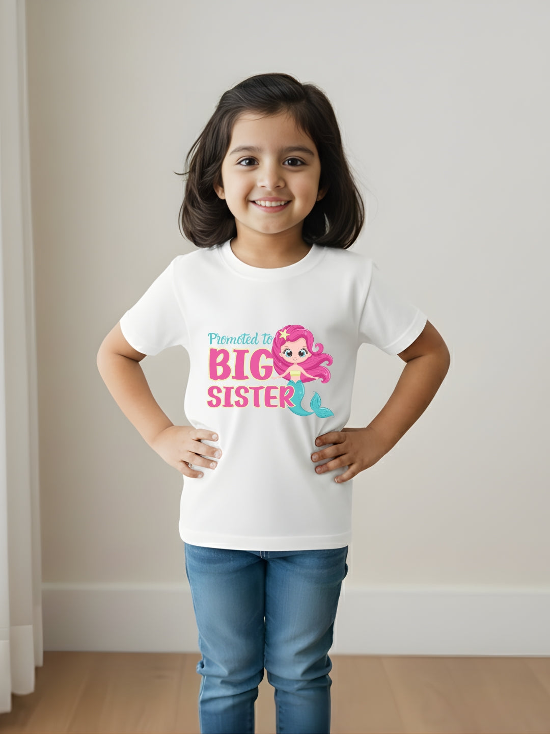 Promoted to Big Sister Mermaid Kids Cotton T-shirt