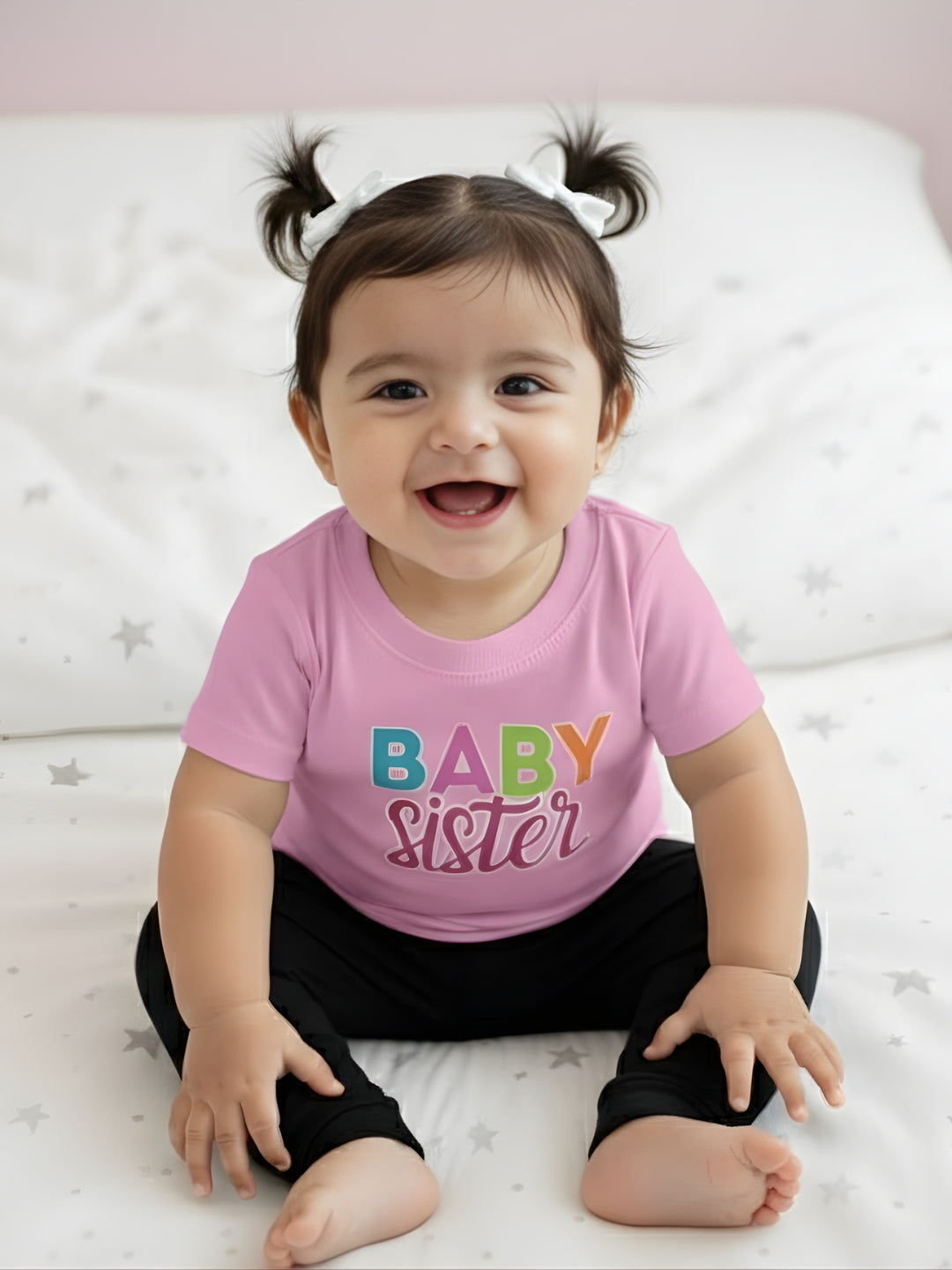 Baby Sister Typography Cotton T-Shirt for Kids