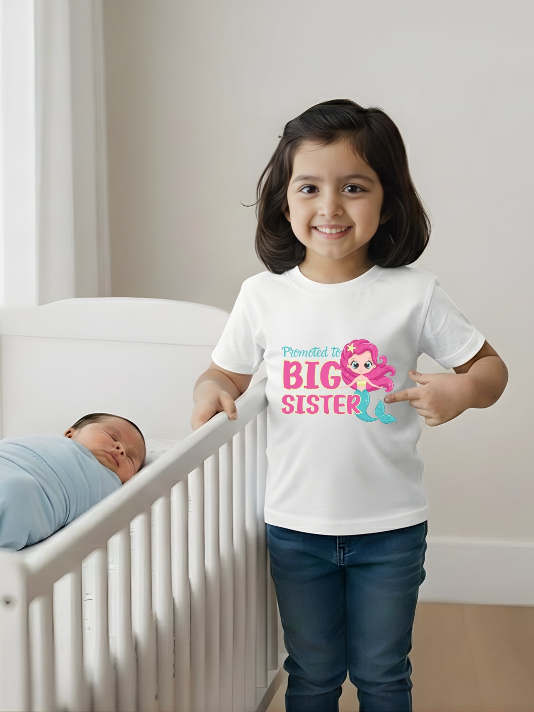 Promoted to Big Sister Mermaid Kids Cotton T-shirt