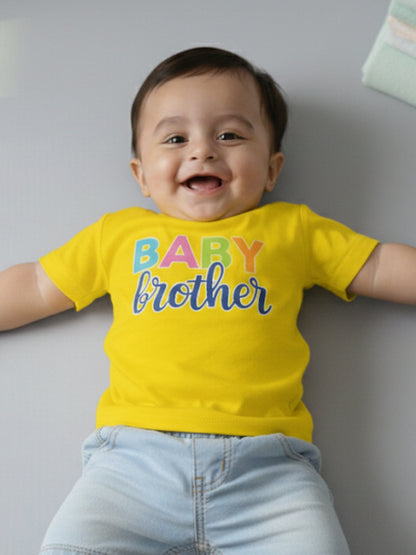 Baby Brother Typography Cotton T-Shirt for Kids