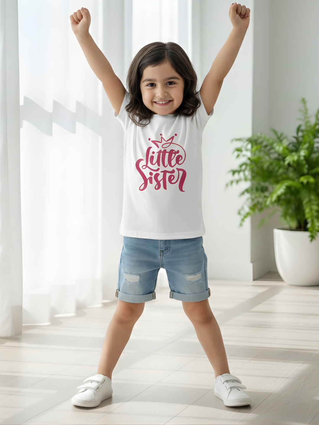 Little Sister Crown Kids Cotton T-Shirt