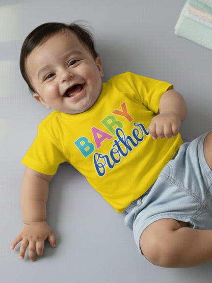 Baby Brother Typography Cotton T-Shirt for Kids