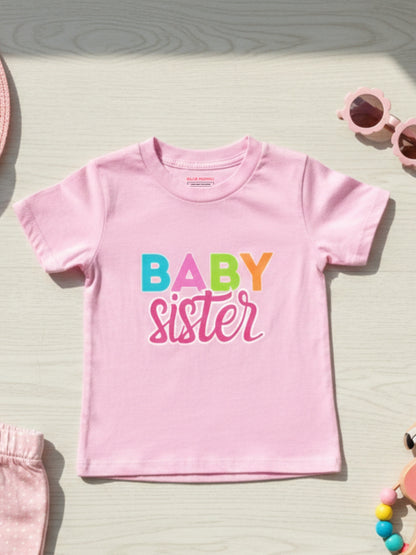 Baby Sister Typography Cotton T-Shirt for Kids