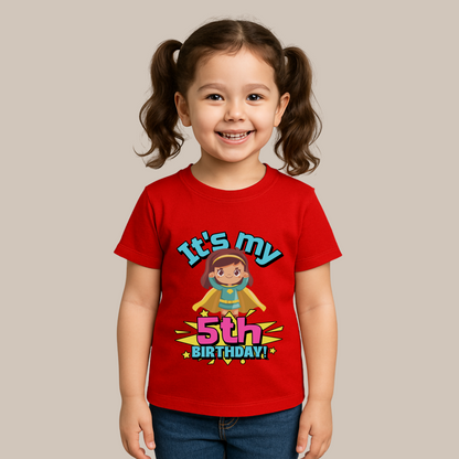 It's My 5th Birthday Supergirl Kids Cotton T-Shirt
