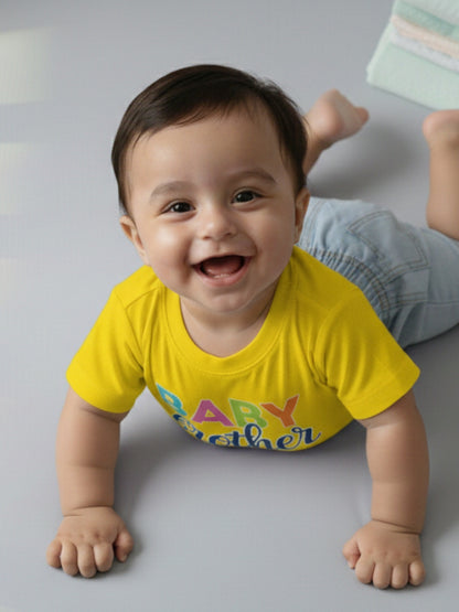 Baby Brother Typography Cotton T-Shirt for Kids