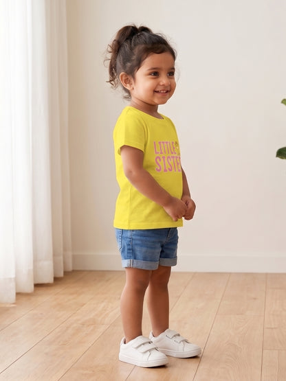 Little Sister Giraffe Print Kids T-shirt