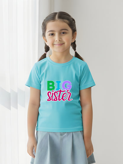 Big Sister Typography Cotton T-Shirt for Kids