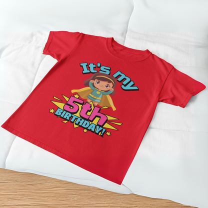 It's My 5th Birthday Supergirl Kids Cotton T-Shirt