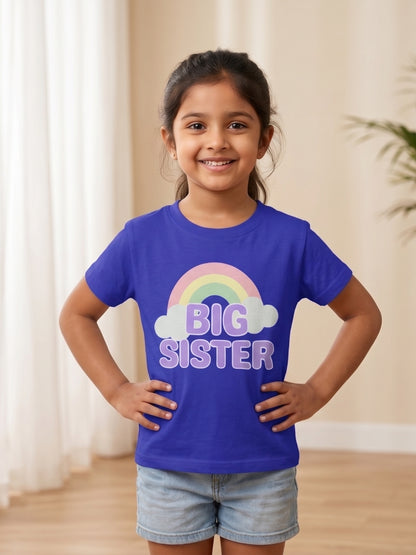 Big Sister Rainbow Printed Cotton T-Shirt for Kids