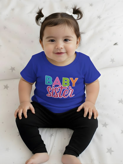 Baby Sister Typography Cotton T-Shirt for Kids