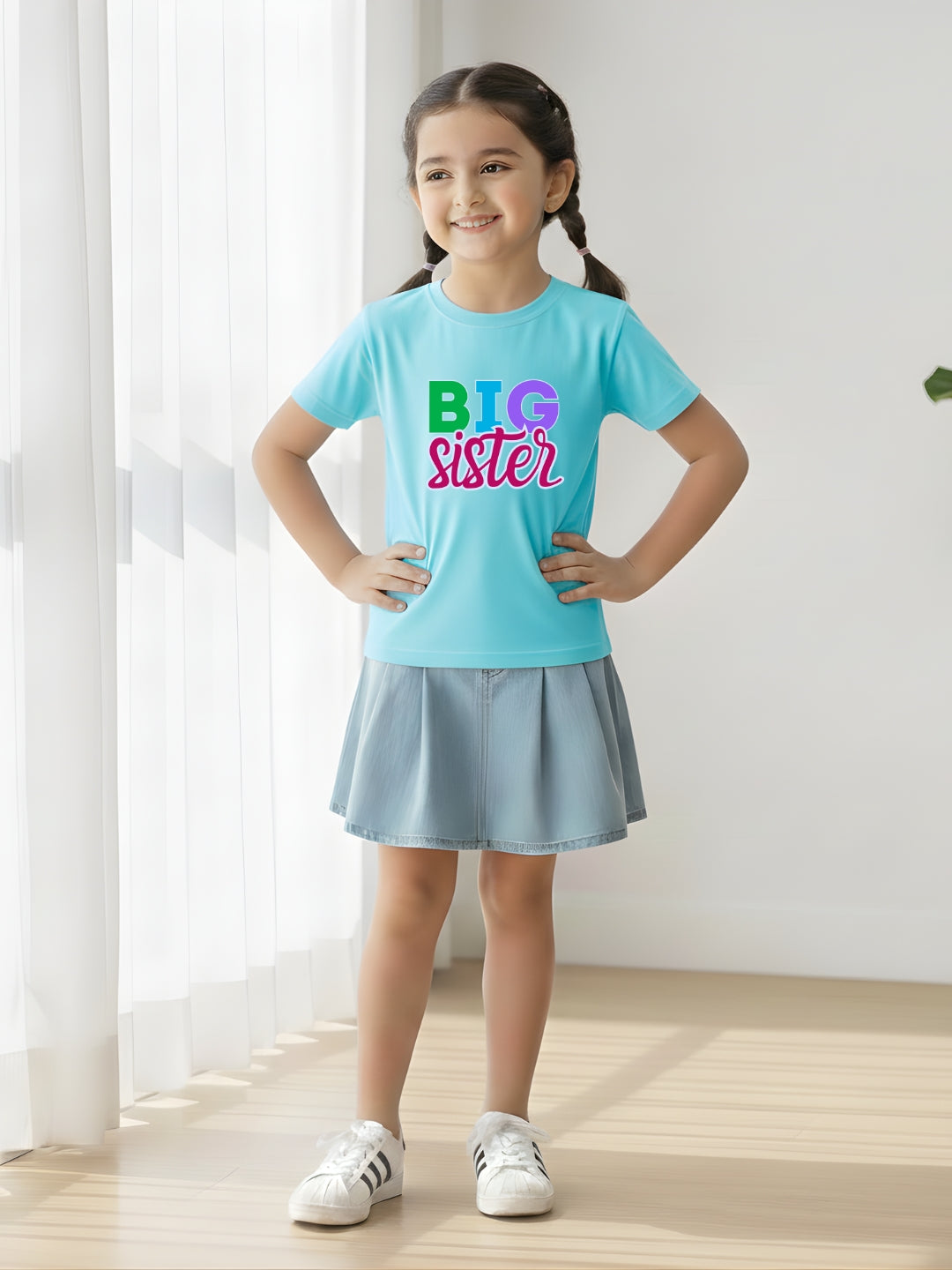 Big Sister Typography Cotton T-Shirt for Kids